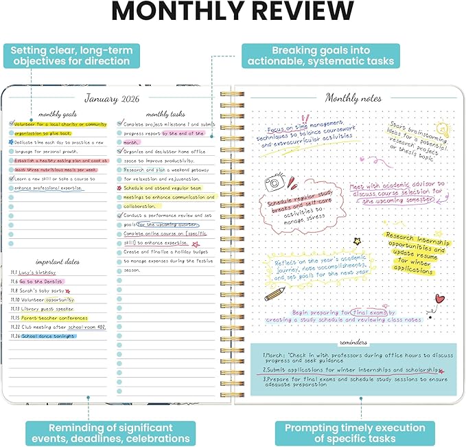 Monthly Planner 2026-2027, Aesthetic 2 Year Months Planner Calendar, 24-Months from January 2026 - December 2027, 26-27 Monthly Calendar Planner, Perfect for School Office Home, 7" x 10" - Azure Wings