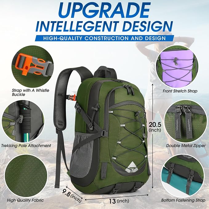 IGOLUMON Hiking Backpack 40L Packable Lightweight Camping Daypack Men Women | Multi-compartment storage Water-resistant Foldable Nylon Material Hiking Day pack for Camping Cycling Outdoor