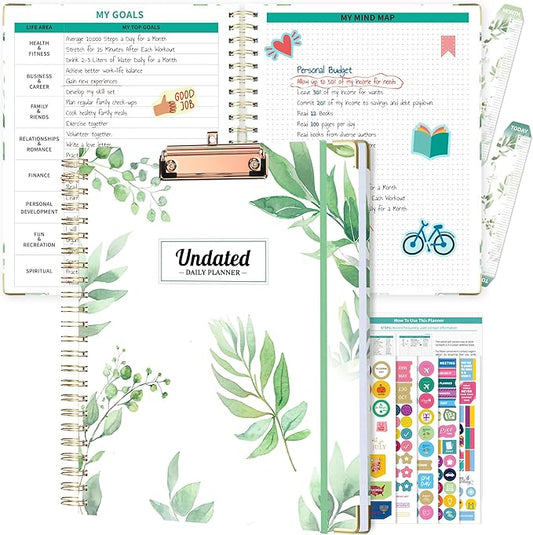 Ospelelf Undated Spiral Bound Planner Daily, Weekly and Monthly Planner 2026, Work Planners 12 Month 8.5 x 11
