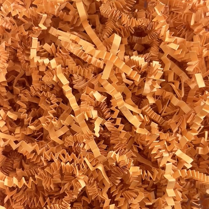 Tisspoms 1LB Orange Crinkle Cut Paper Shred Filler, Paper Shreds for Basket Fillers, Birthday, Gift Wrapping, Anniversary, Wedding, Halloween, Thanksgiving, Christmas Gift Decor Party Filler