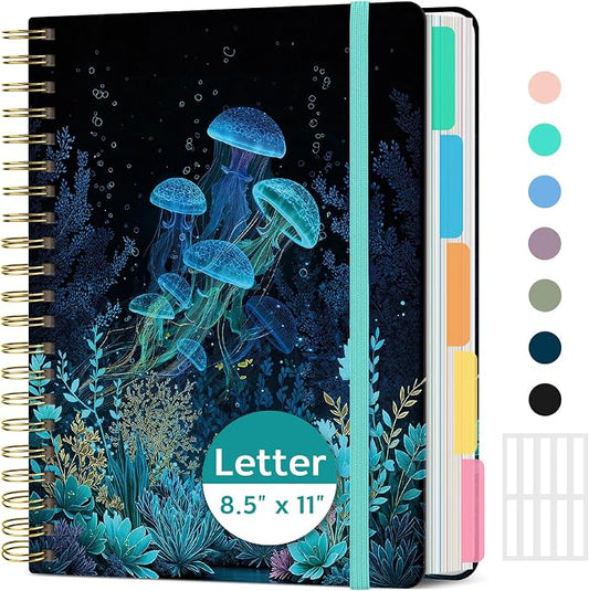 Taja Large Spiral Notebooks for Work 5 Subject with Removable Dividers
