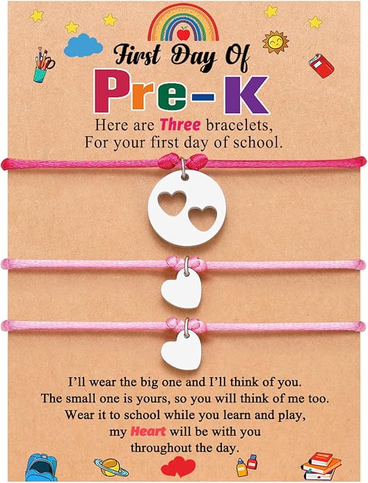 3PCS First Day of Preschool/Kindergarten/1st Grade Gift, Back to School Bracelets Set for 3