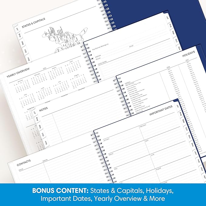 Blue Sky 2026-2027 Monthly Academic Year Planner Calendar, July 2026 - June 2027, 8" x 10", Monthly Layout, Flexible Cover, Laminated Tabs, Wirebound, Chanson