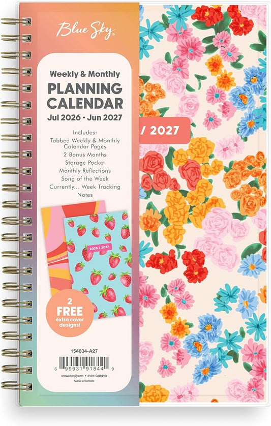 Blue Sky Gen Z 2026-2027 Weekly and Monthly Academic Year Planner Calendar, July 2026 - June 2027, 5" x 8", Flexible Interchangeable Cover, Wirebound, Laminated Tabs, Storage Pocket, Gladys