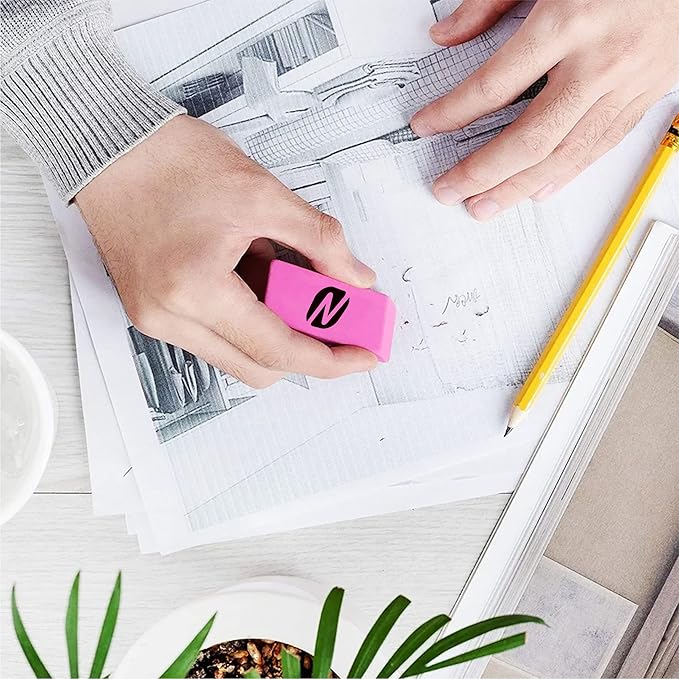 Noverbee 100‑Pack Pink Pencil Erasers – Large Latex‑Free Bulk Erasers for Kids, School, Classroom & Office – Smudge‑Free, Durable, Non‑Toxic Art & Homework Supplies
