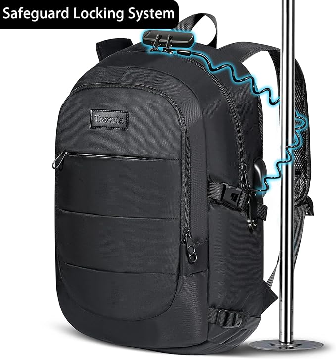 Tzowla 35 Liter Anti Theft Backpack with Tracker Tag,Giant Tumbler Holder Pocket and Lock,15.6 Inch Laptop Backpack