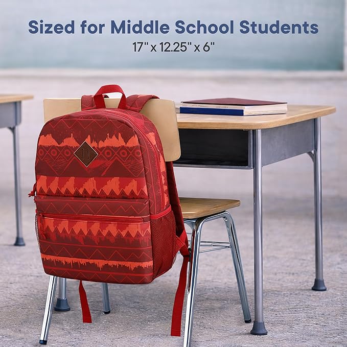 12-Pack 17" Bulk Backpacks for Middle School Students, Bookbags in 6 Assorted Prints, Durable School Backpacks for School Drives, Donations, and Giveaways