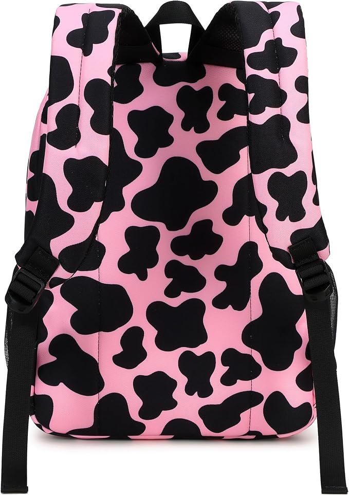 abshoo Classical Basic Cow Print Womens School Backpack For College Teen Girls Water Resistant Bookbag (Cow Pink)
