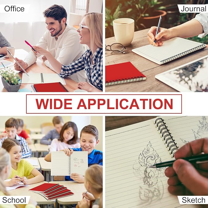 Yahenda 72 Pcs Spiral Notebooks, 1 Subject, Wide Ruled, Red