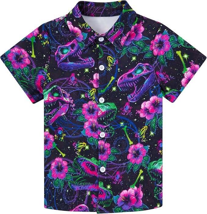 Enlifety 2-10T Kids Hawaiian Shirt Boys Short Sleeve Button Down Shirts Hawaii Summer Casual Blouse