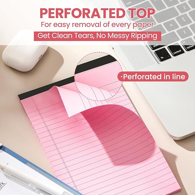 VITEVER Small Note Pads 5x8,[7 Pack] Narrow Ruled Legal Pads,Micro Writing Pads Perforated Lined Note Paper for Study,Office,To-Do Lists,30 Sheet/notepad,Pink