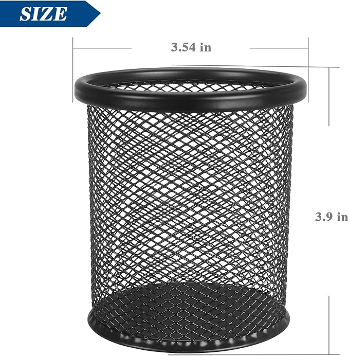Tamaki Pen Holder Cup for Desk, Wire Mesh Pencil Cup Holder, Black | Pen Cup for Desk Office Pen Organizer