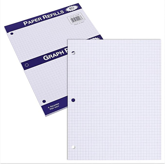 Roaring Spring Loose Leaf Paper, Notebook Filler Graph Paper, 11" x 8.5", 4x4 Grid, 80 Sheets, 3 Hole Punch