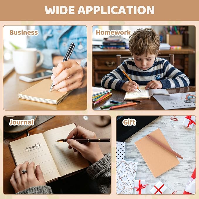 SAYAYA 48 Pack A6 Kraft Paper Small Notebooks Bulk, 4x6 Pocket Notebook with 60 Lined Pages, Mini Travel Journal, Sketchbook, Note, Memo Pads for Gifts, Students, Classroom, Business, Office Supplies