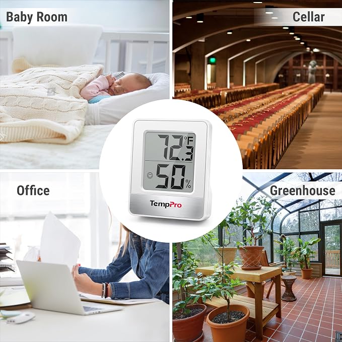 TempPro TP49 2 Pack Digital Hygrometer Indoor Thermometer | Humidity Meter Mini Hygrometer Thermometer with Temperature and Humidity Monitor Room Thermometer