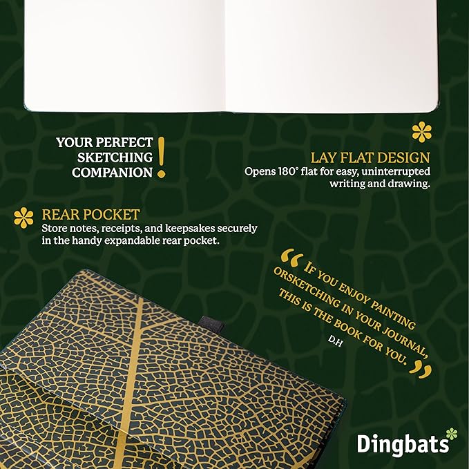 Dingbats* Pro Dotted Large B5 Notebook - Textile Cover, Thread-Bound Writing Journal - for Work, Travel - Pocket, Elastic Closure, Bookmark