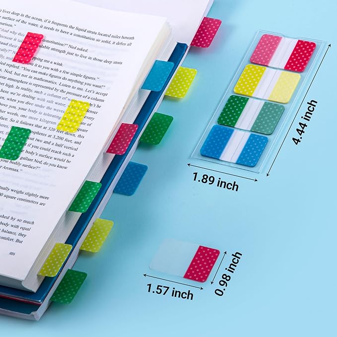 Golcellia 400 Pieces Sticky Index Tabs Transparent Sticky Notes, Colored Page Markers for Bookmarks, Writable and Repositionable Index Annotation Tabs（Polka Dots）
