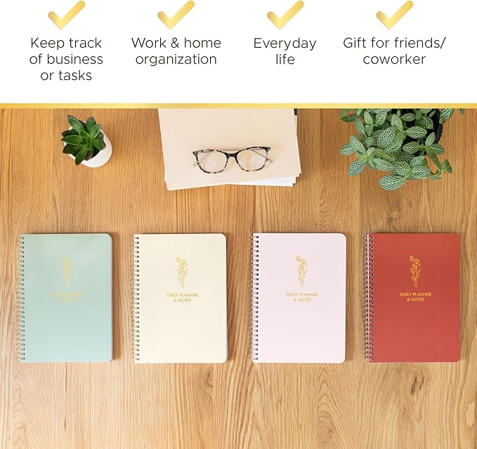 Simple Daily Planner Undated & To Do List Notebook: With Hourly Schedule - 6.5x9.25" Blush Pink - Aesthetic Spiral Note book for Work and Life Tasks - Day & Hour Agenda, Organizer Notepad Journal