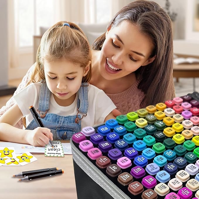 168-Color Dual-Tip Markers Set with Shoulder Bag - Art Markers for Coloring, Drawing & Sketching -Gift for Kids, Teens, Artists