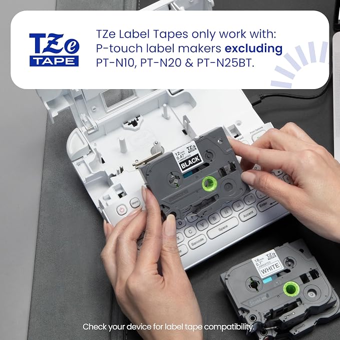 Brother Genuine P-Touch, TZe-6312PK Tape ½” (12mm) 2-Pack Laminated P-Touch Tape, Black On Yellow Perfect for Indoor Or Outdoor Use, Water Resistant, 26.2 Ft. (8M)