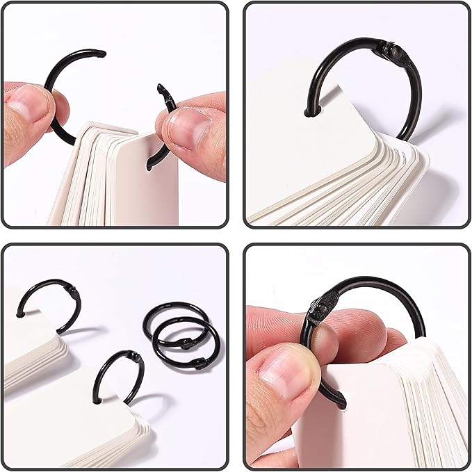 Mr. Pen- Loose Leaf Binder Ring, 1 Inch, 40 Pack, Metal Loose Leaf Binder Book Rings for Books and Index Cards, Scrapbook, Keychains, School, Home, Office, Black