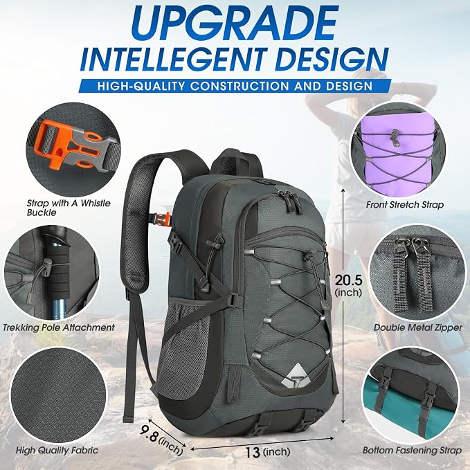 IGOLUMON Hiking Backpack 40L Packable Lightweight Camping Daypack Men Women | Multi-compartment storage Water-resistant Foldable Nylon Material Hiking Day pack for Camping Cycling Outdoor