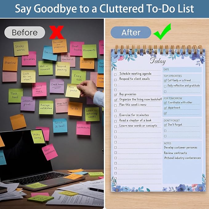 Thboxes 2 Packs To Do List Notepad, 104 Pages To Do List Notebook A5 Undated Daily Planner Notepad with Task Checklist Home Office School Supplies