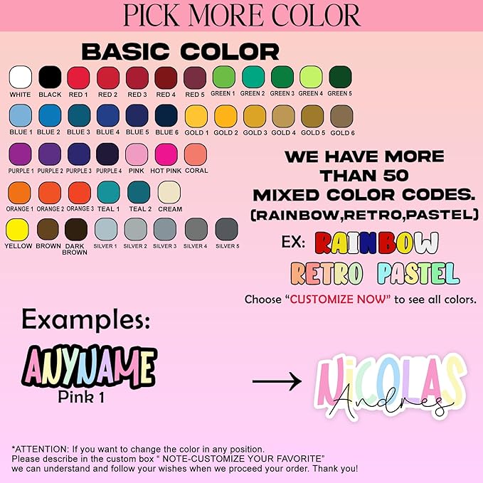 Custom Name Sticker Personalized First and Last Name Stickers Colorful Teacher Name School Waterproof Vinyl Decal for Water Bottles Tumbler Laptop Hard Hat Car Kindle Gifts for Kids Girl Boy