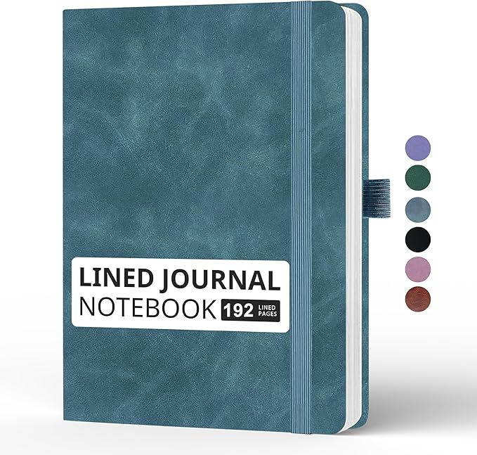 Lined Journal Notebook, A5, 192 Pages 100 GSM Thick Paper, Hardcover Leather College Ruled Journal for Writing, Men Women, Journaling, Daily, Work, Office, Home School Business(Green)