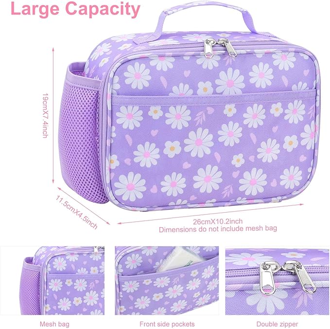 RHCPFOVR Kids Lunch Bag - Insulated Lunch Box for Boys Girls,Washable Lunch Bag and Reusable Toddler Leak-proof Lunchbox for School and Daycare