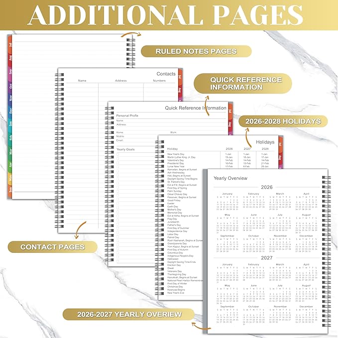 Planner 2026-2027 - July 2026 - June 2027, Academic Planner 2026-2027, 26-27 Planners Weekly and Monthly with Colorful Tabs, 9" x 11", Monthly Calendar Planners with Twin-wire Binding, Pocket - Grey