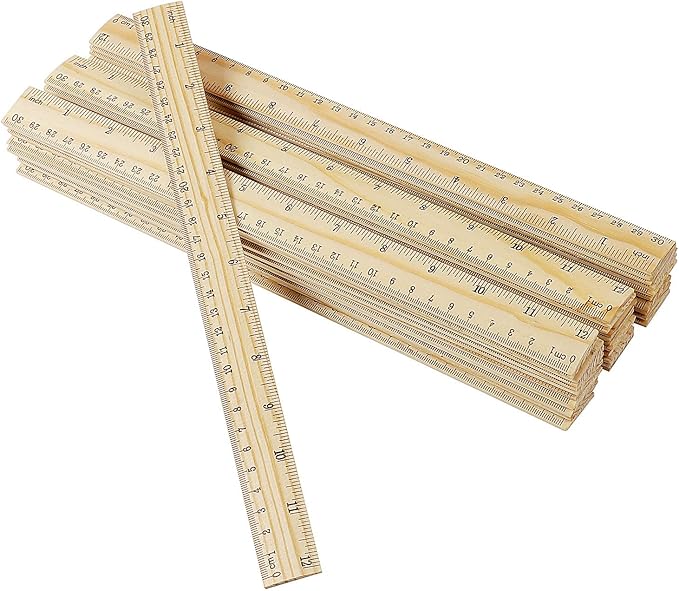 KINJOEK 108 Packs 12 Inch Wooden Rulers Double Sided Pine Wood School Ruler Measuring for Home, Student, Office Use, 2 Scale, 30 cm