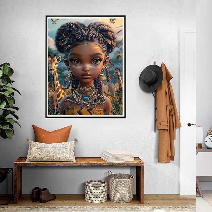 SKRYUIE Paint by Numbers Kit for Adults Beginner African Americans, Acrylic Animal Oil Painting by Numbers Kits with PaintBrushes Paintwork Art Crafts Canvas for Home Decor 16x20 inch c2