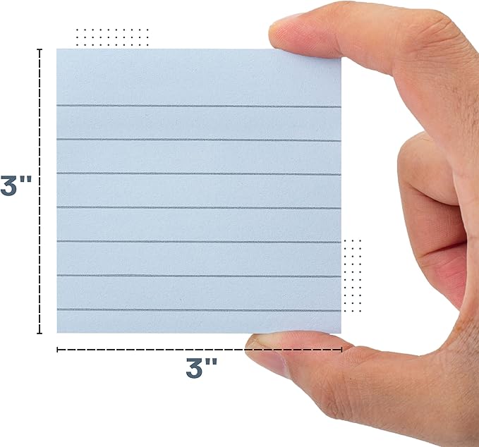 Mr. Pen- Lined Sticky Notes, 3" x 3", 12 Pads, 60 Sheets/Pad, Morandi Color, Bulk Sticky Notes with Lines, Ruled Post Stickies, Memo Pads, Self-Stick Note Pad for Office, School, Home, Study