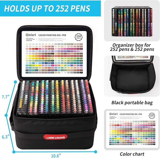 Gel Pens For Coloring, 252 Pack Colored Pens for Black Paper, 0.6MM Point
