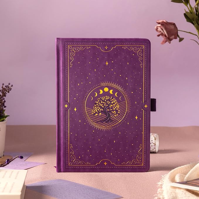 TIEFOSSI Tree of Life Journal, A5 Lined Journal for Women Men, Aesthetic Notebook with 316 Numbered Pages, Hardcover Vegan Leather Journals with Bookmark, 100 GSM Thick Paper