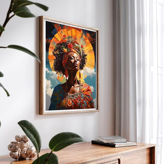 SKRYUIE Paint by Numbers Kit for Adults Beginner African American, Acrylic African Women Oil Painting by Numbers Kits with PaintBrushes Paintwork Art Canvas Crafts for Home Decor 16x20 inch