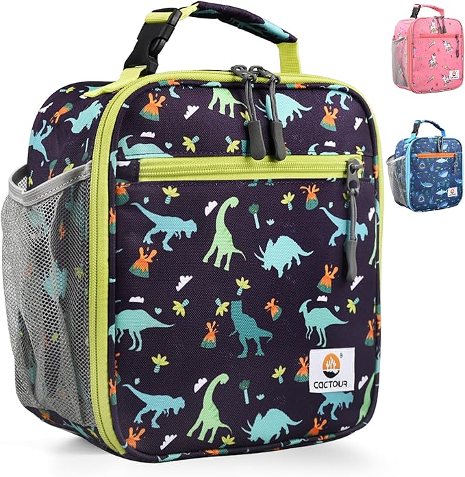 CaCTOUR Lunch Box Kids,Premium Insulated Lunch Bag for Girls Boys,Soft Bag Mini Cooler Back to School Thermal Reusable Lunch Bag for Work School Picnic (Dino)