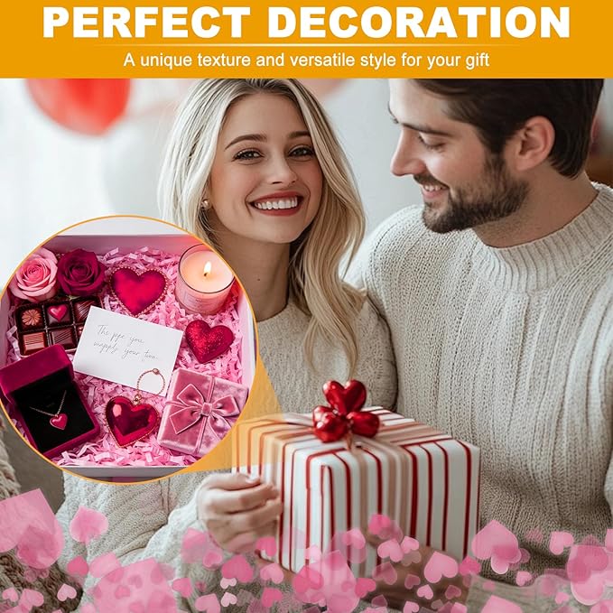 Crinkle Cut Paper Shred Filler,1 LB Pink Shredded Paper for Gift Boxes Bags Basket Filler Decoration,Grass Cushion Paper Streamer Stuffing for Christmas,Valentines' Day,Mother's Day Gift Wrapping