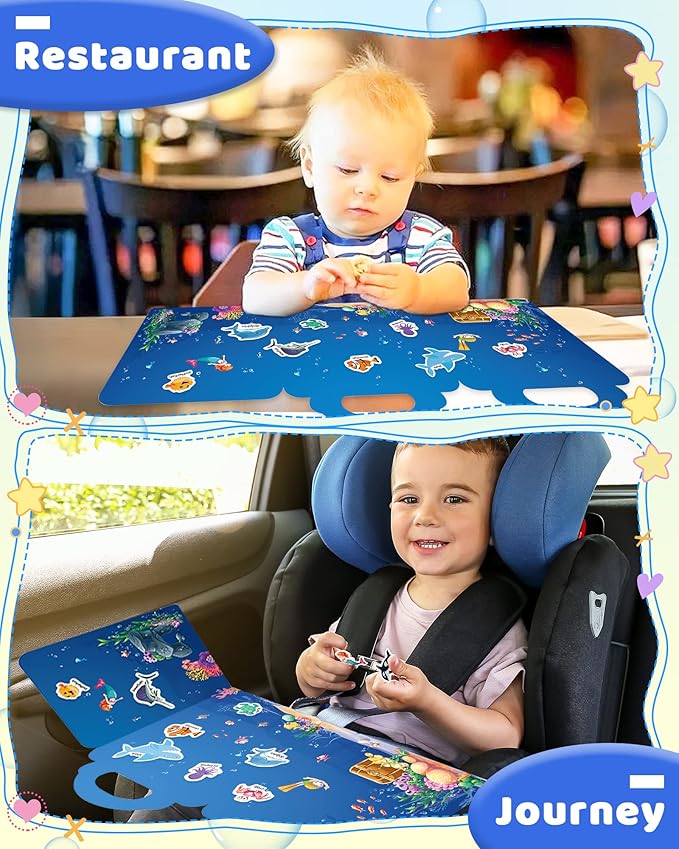 Benresive Reusable Sticker Book for Toddlers, Travel Stickers for Kids, Toddler Crafts Activities Toys, Birthday Gifts for Boys & Girls - Ocean Animals