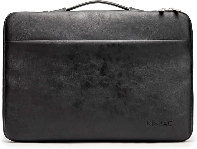 Kinmac 360° Heavy Duty Protective Laptop Sleeve Case Bag Cover with Handle for MacBook Air 13 inch,iPad Pro 13 inch and 13.3 inch HP,Dell,Lenovo,Asus,Acer Laptop (Black PU)
