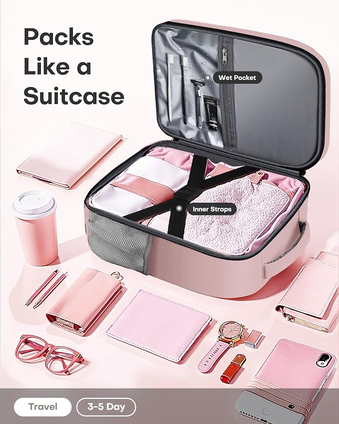 HOTOR Travel Backpack Flight Approved Bag Men Women, Large Pink | TSA Carry on Luggage, 15.6inch Laptop, Casual Daypack Travel Essentials Nurse Bag for Work, Business, Weekender, College