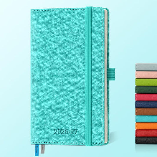 Weekly Monthly 2026-2027 Planner (July 26-Dec 27),6.5"x3.75",18 Months Agenda Plan with Month Tabs & Pocket,Expenses/Note Pages, Academic Calendar with Vegan Leather Cover,Light Blue