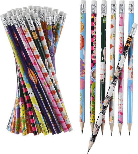 72PCS Wooden cased Easter Pencils for Kids Bulk with Erasers, Wood Pencils for School,Drawing,Gift (72PCS) (Easter, 72)