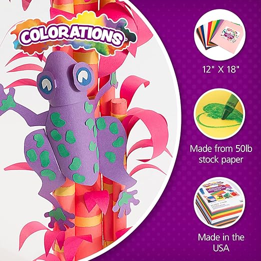 Colorations 12" x 18" Mediumweight Brown Construction Paper - 200 Sheets, Bulk Pack Art Paper, Arts and Crafts, School Supplies, Drawing, Coloring, Painting, 3D Art Paper