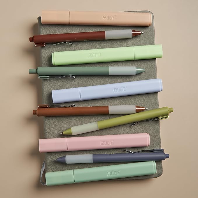 BLIEVE - Aesthetic Highlighters and Gel Pens With Soft Ink and Chisel Tip, Bible Highlighters and Pens No Bleed, Dry Fast Easy to Hold, for Bible Journaling Planner School Supplies (EARTHY)