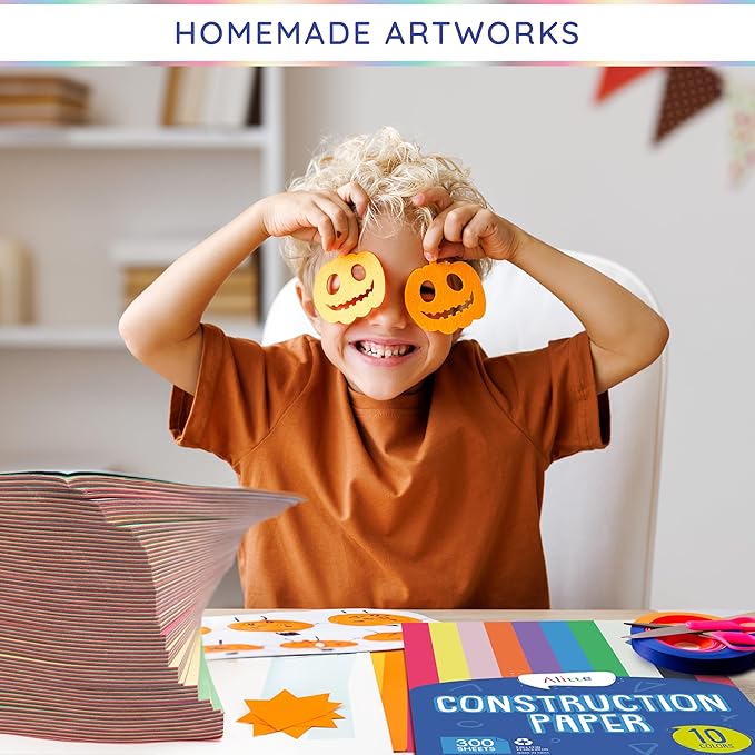 Alitte Construction Paper Assorted Colors - (600 Sheets, 9x12), Craft Paper, 10 Bright Colors - Bulk Pack Arts & Crafts Projects - Colored Paper for Preschool, Home, and Classroom Supplies