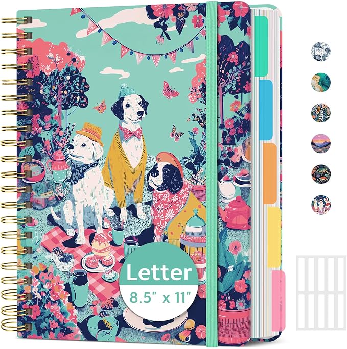 ZOTIA Large Spiral Notebooks for Work 5 Subject with Removable Dividers