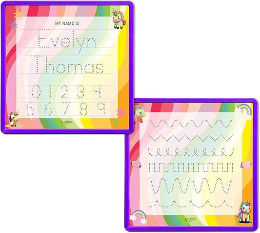 Kid's Name Tracing Board | Dry Erase Letter Tracing | Reusable Writing Practice Board | Personalized | Baby Unicorn Theme