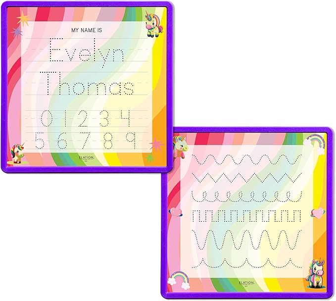 Kid's Name Tracing Board | Dry Erase Letter Tracing | Reusable Writing Practice Board | Personalized | Baby Unicorn Theme